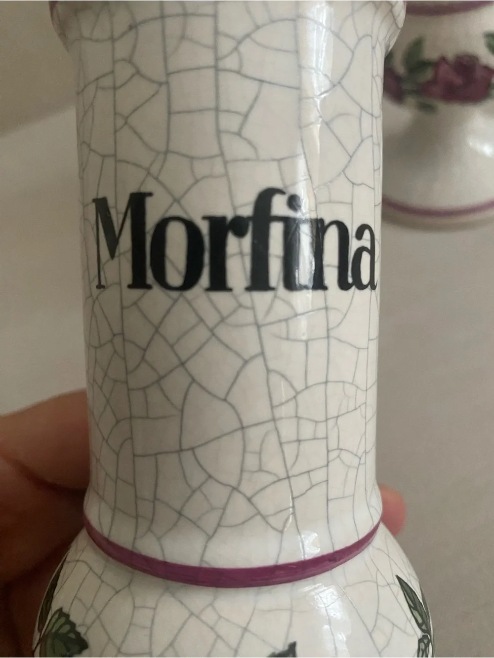Rare Set of 3 Vintage Herr Keramik German Apothecary Jars Cocaina Morfina Oppio
